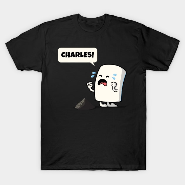 Camping Marshmallow missing it's friend T-Shirt by Messy Nessie